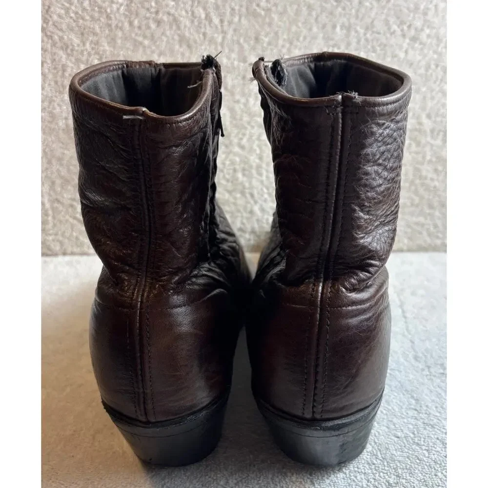 Abilene Western Wingtip Zipper Leather Boots Snip Toe Men’s Size 11.5 D 6443